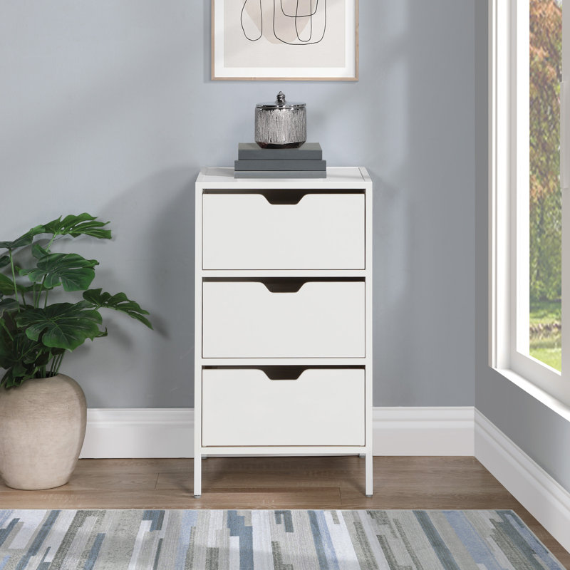 Diamanta 3-Drawer Accent Storage, White