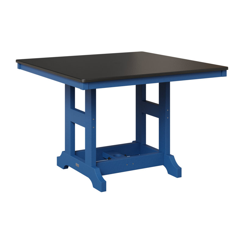 Table de salle à manger à hauteur de comptoir carrée 44 po Berlin Gardens Garden Classic, Bleu pacifique, Noir martelé
