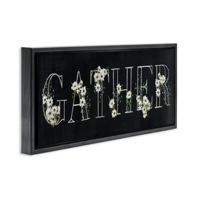 «Chalkboard & Floral Gather», art mural encadré flottant par Nan