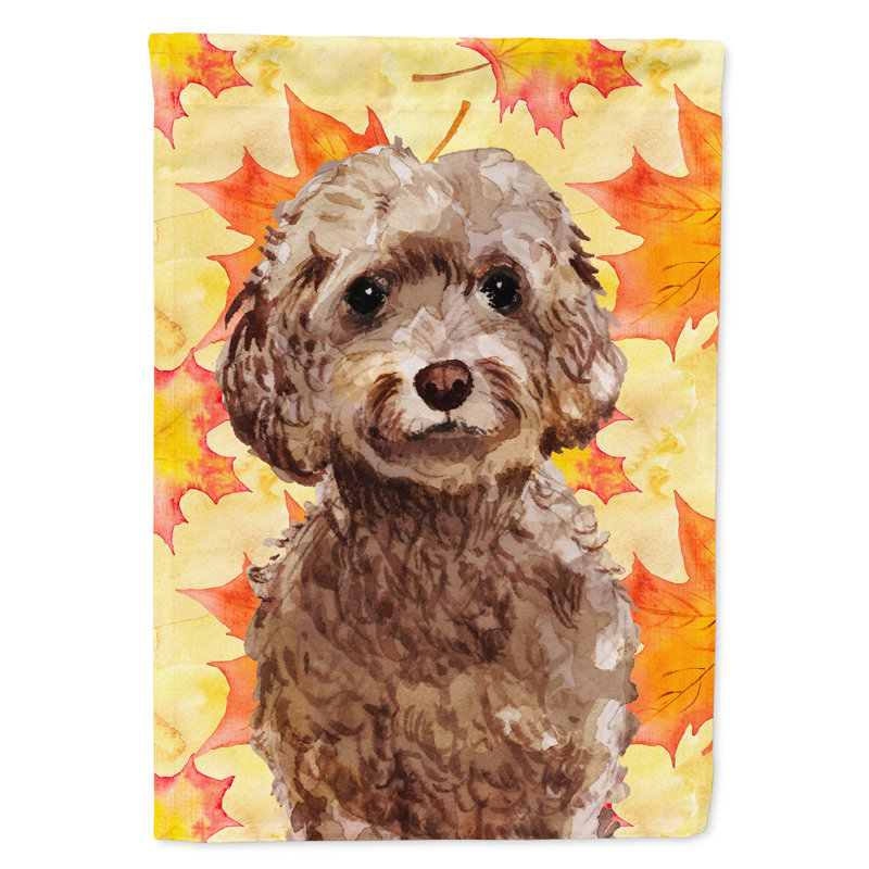 Automne 2 côtés en polyester 15 x 11 po drapeau de jardin, Cockapoo brun