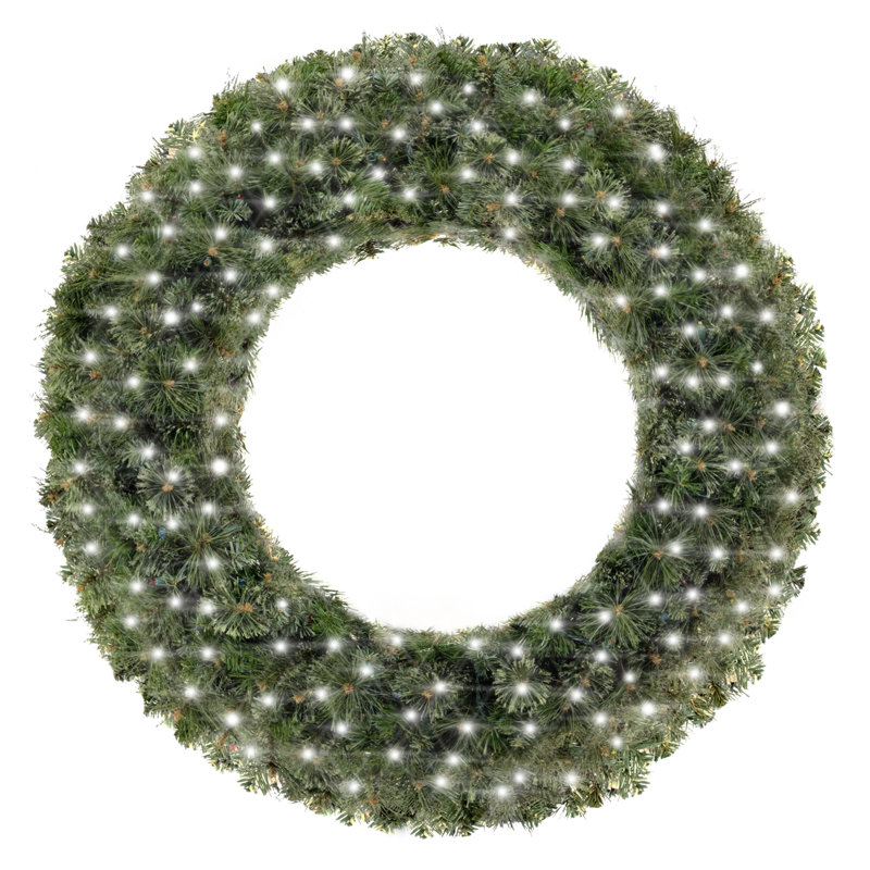 Faux Pine 72'' Wreath, 8" H x 72" W x 72" D, White