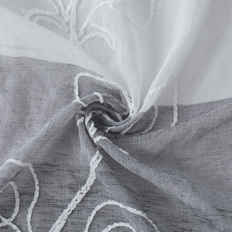 Damask Tailored Kitchen Curtain, Silver