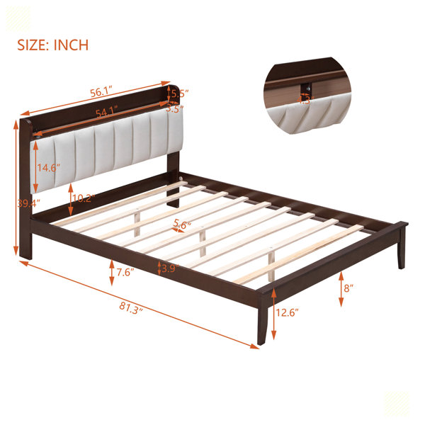 Arsuite Alize High Riser Space Saver Upholstered Platform Bed with