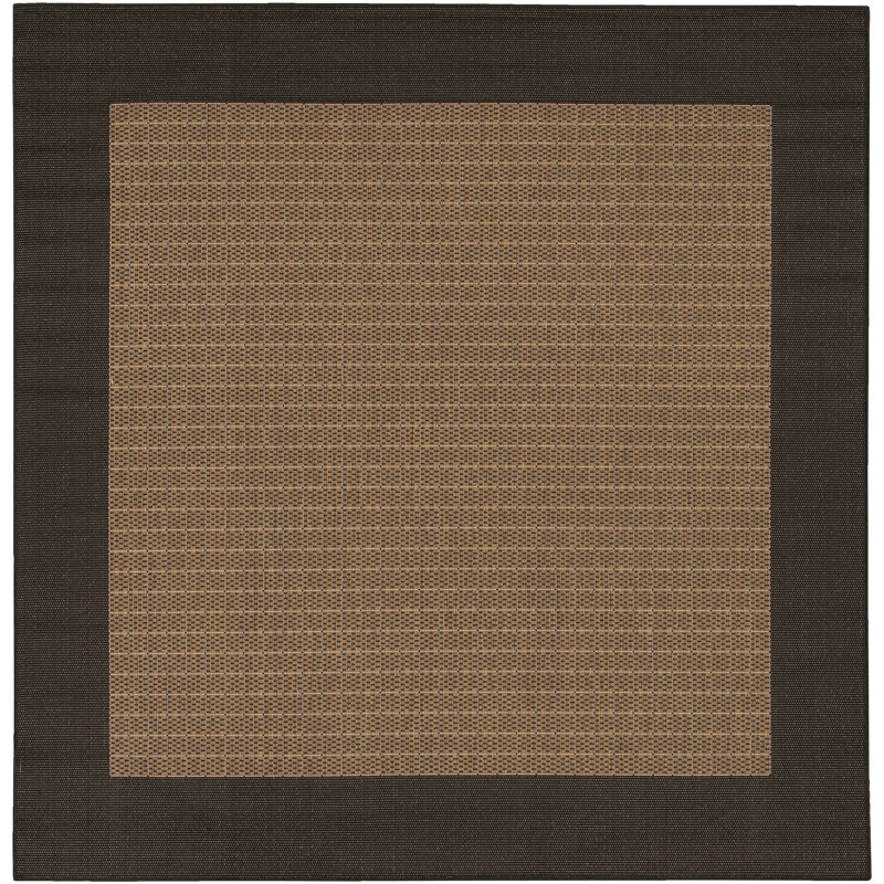 Tapis intérieur / extérieur Sania, Noir / brun, Carré 7 pi 6 po