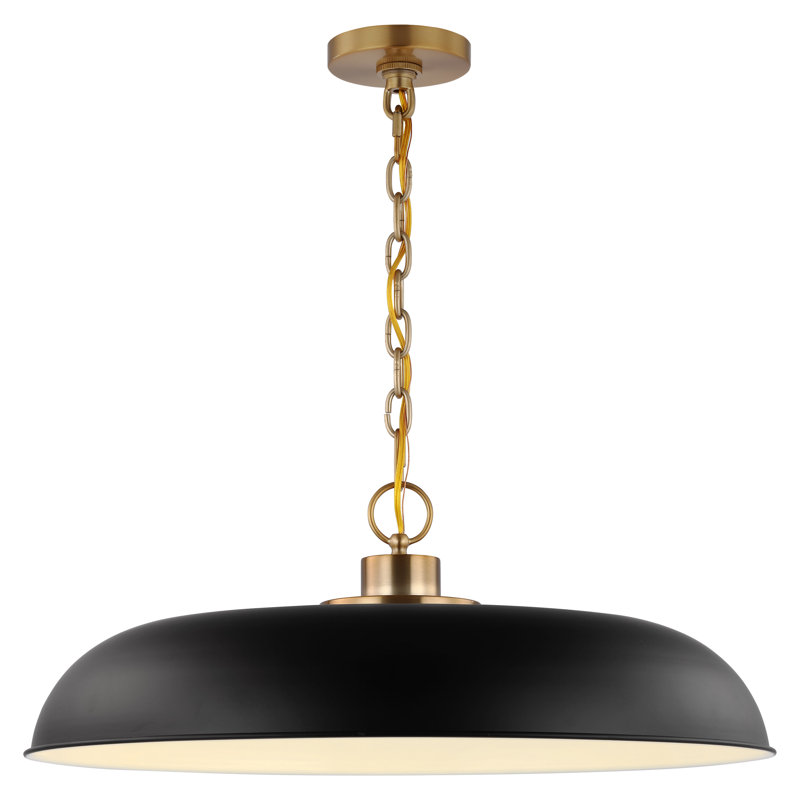 Luminaire suspendu en forme de dôme à 1 lumière Eddy, Noir mat / Laiton bruni, H 8 po x l 24 po x P 24 po