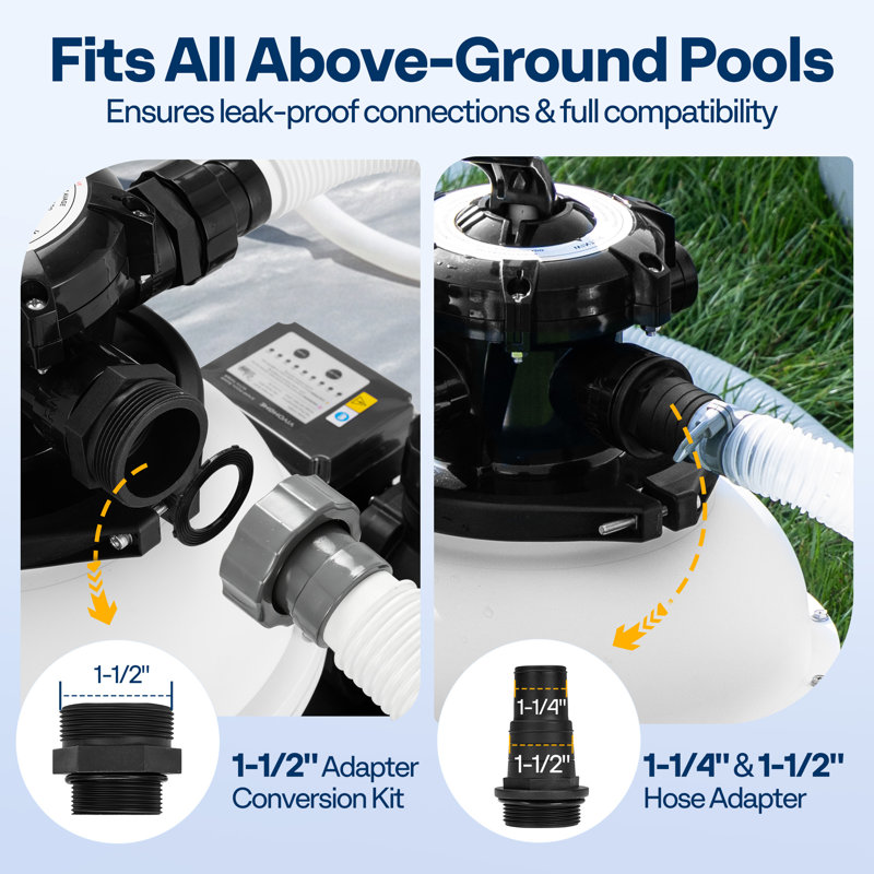 Pompe à sable 0,7 Hp 3618 Gph 13 po avec minuterie pour piscine hors terre