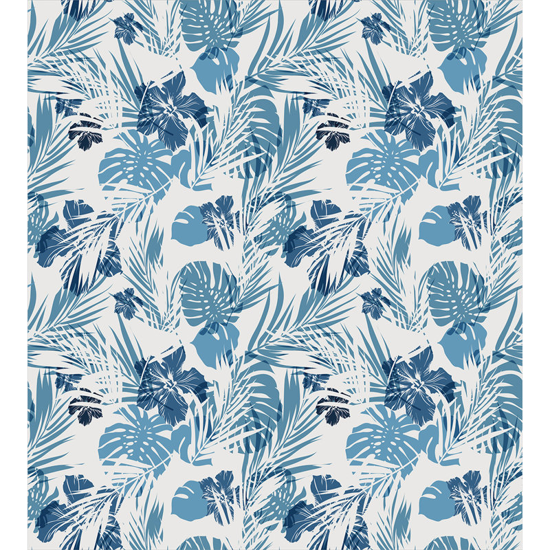 Blue and White Floral Microfiber Queen/Full Duvet Cover Set