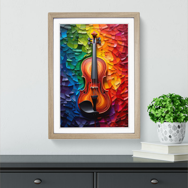 Violin Colour Field - Framed Print, Oak, 64cm H x 46cm W x 2cm D