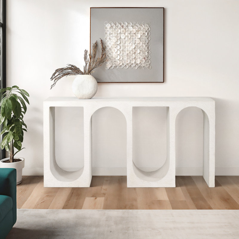 Canning 55" Wood Console Table with Cement Texture