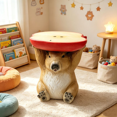 Capybara Accent Stool, Resin Animal Garden Statue Side Table for Indoor & Outdoor Decor