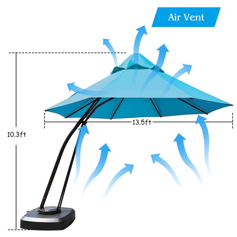 Parasol en porte-à-faux de 130 po Saira, Turquoise