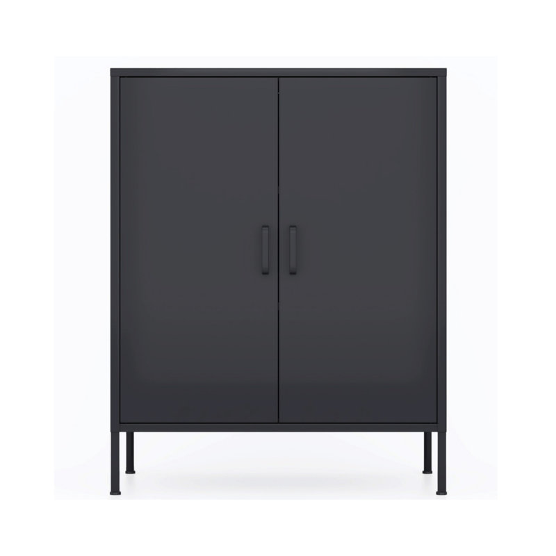 Armoire de rangement en métal de 40 pouces de haut avec 2 portes, Noir