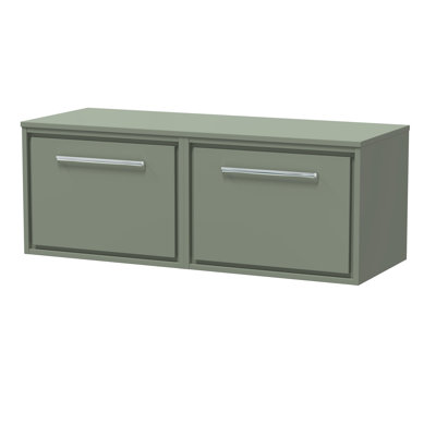 Hudson Reed Lille 1200mm Fern Green 1 Drawer Wall Hung Vanity Unit With Co-ordinating Worktop
