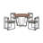 Mirjanka 5 Piece 48" Round Walnut Dining Table Set with Matte Black Iron and Light Gray Faux Leather