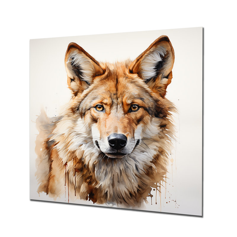 «Whimsical Wanderer Inspired Coyote II - Coyote Animal, art mural en métal, H 16 po x l 16 po