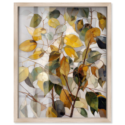 Hanging Leaves II Shadowbox Print Bathroom Wall Decor by Art Remedy, Blonde Frame, 24 x 30