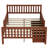 Walnut Full - Size Wood Platform Bed With Both Side Guardrails And Two Storage Drawers, Strong Pine , 8 Slats For Balance Featuring Drawers Storage, Style, Stability
