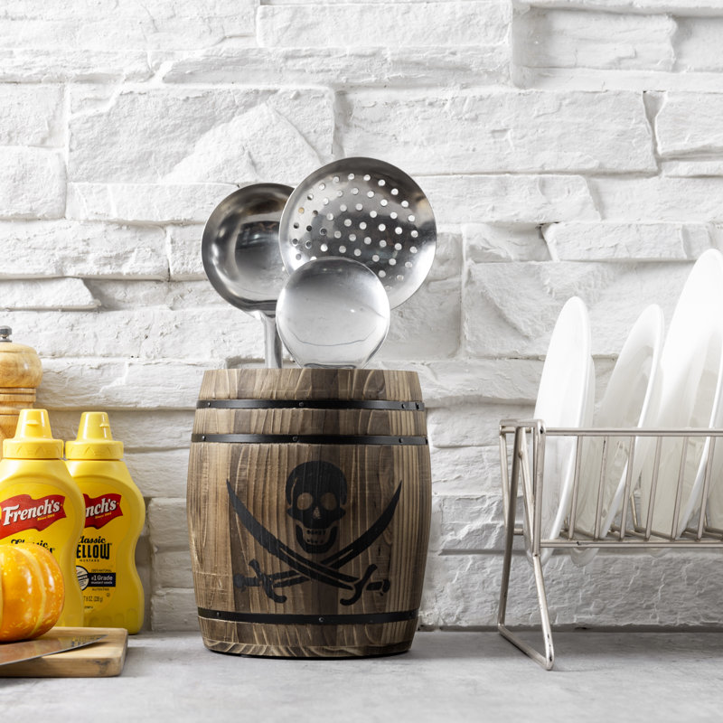 Wood Round Utensil Crock