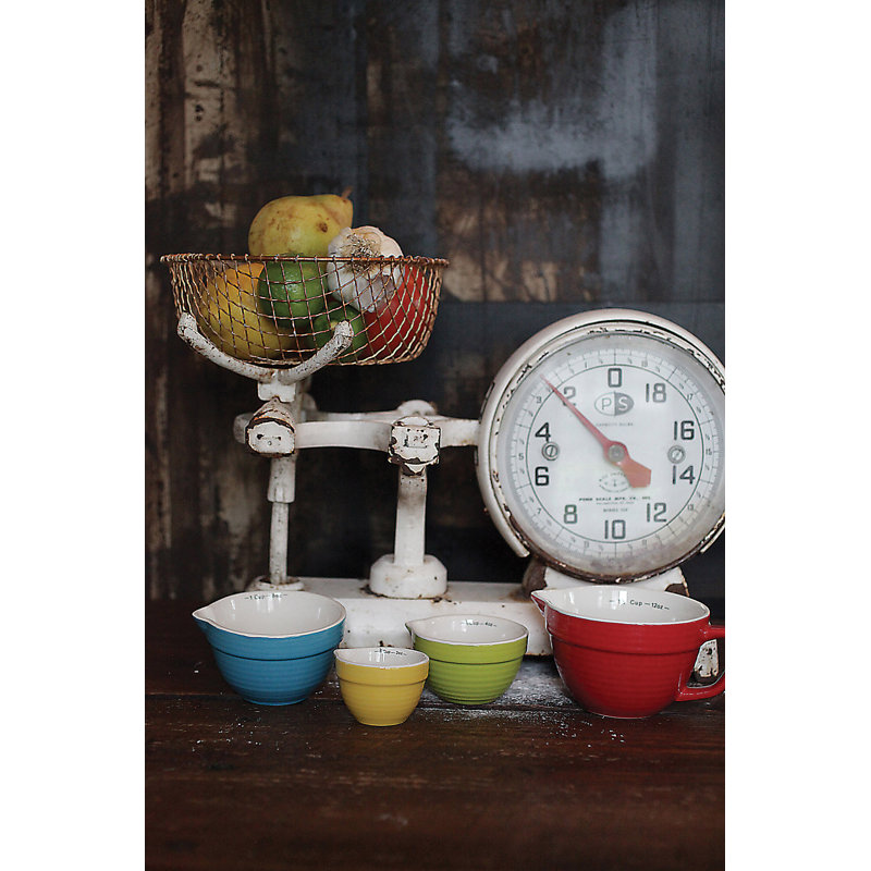 Ensemble de 4 bols à pâte côtelés en grès, Rouge/bleu/vert/jaune
