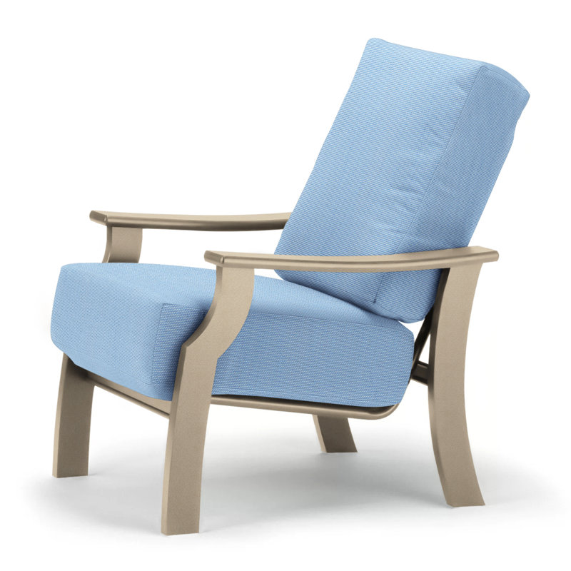 St. Catherine Outdoor Lounge Chair, Canvas Air Blue Sunbrella® Canvas, Textured Desert