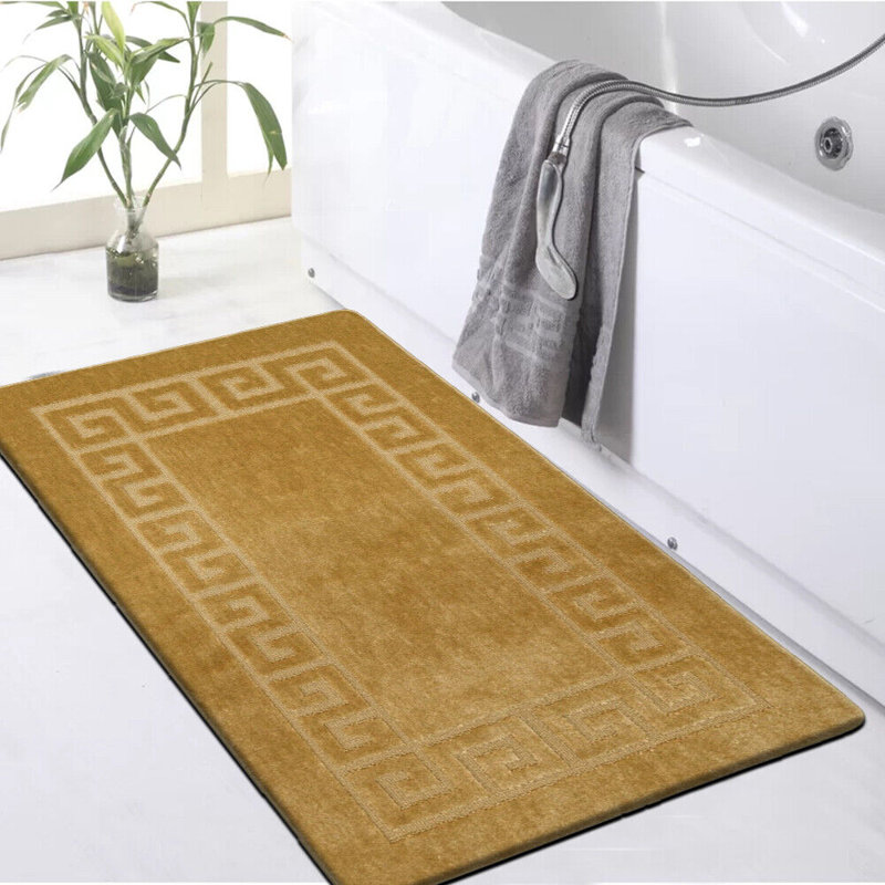 Lei Machine Woven Ochre Gold Indoor Rug, Rectangle 50 x 80cm