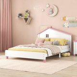 Wood Platform Bed with House-shaped Headboard
