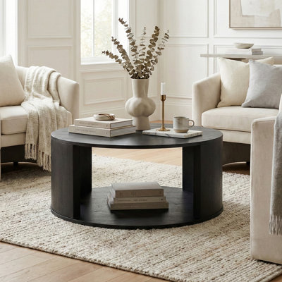 Table basse ronde avec rangement Baxman