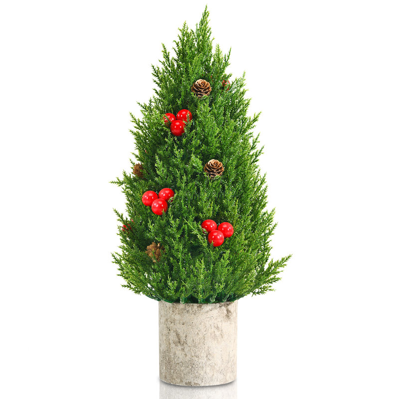 Arbre de Noël artificiel cachemire 18 pi H 18,5 po avec pommes de pin et baies