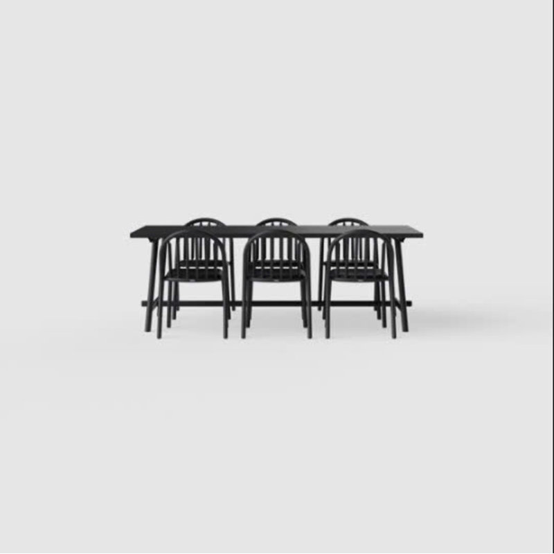 Fred 7 Piece Dining Set, Black, 31.7" H x 20.5" W x 23.5" D, Anthracite