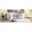 Lit de jour simple en bois massif avec accoudoirs de rangement, lit gigogne escamotable et station de charge intégrée, blanc classique
