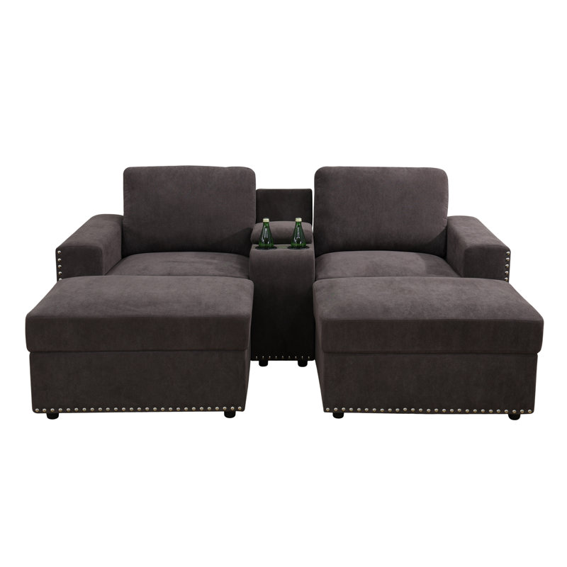 Canapé modulaire rembourré 5 pièces Huxley, Flanelle brune