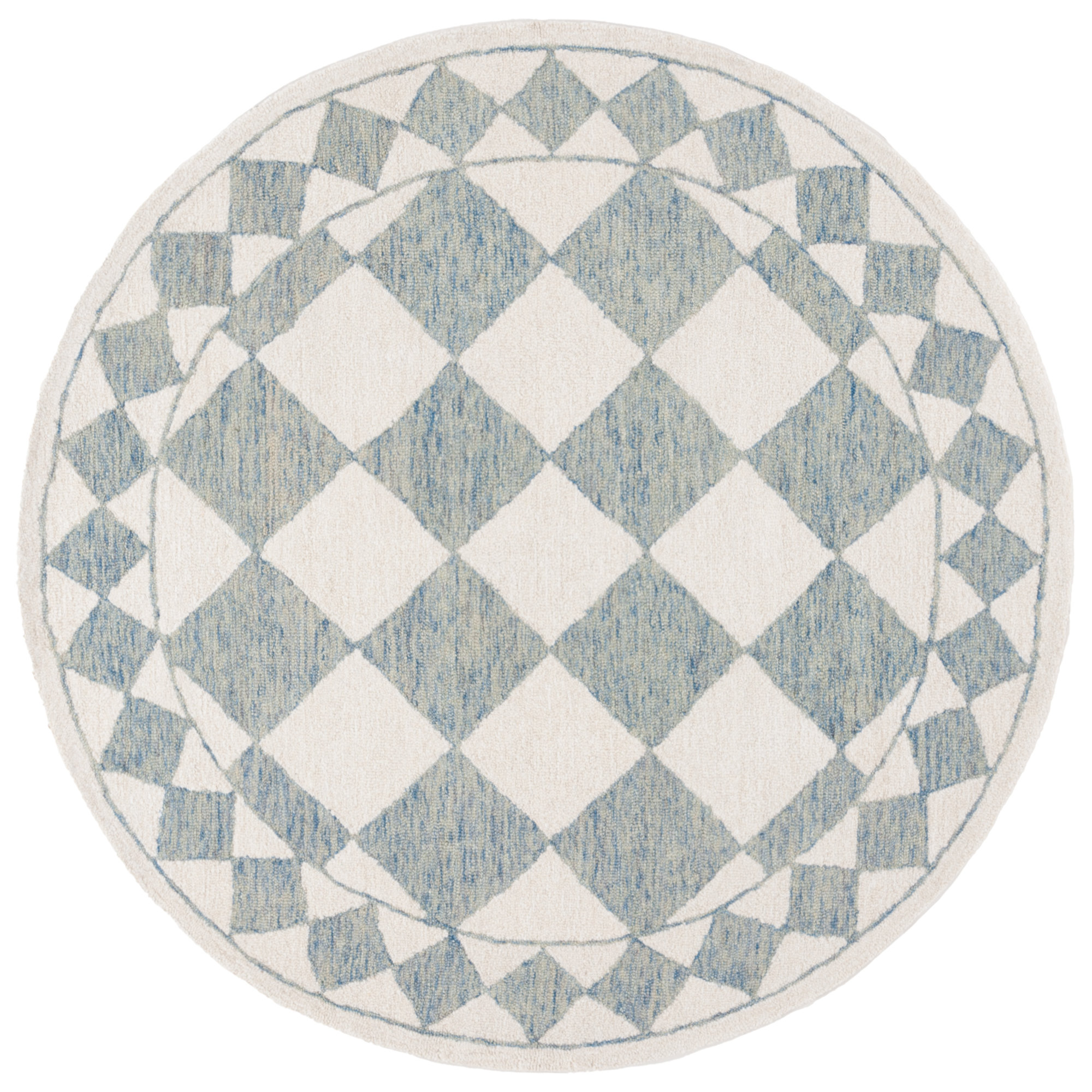 Wharton Ebony Hand Tufted Performance Geometric Rug, Round 6'