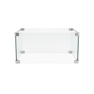 30" Square Glass Suited For Fire Pit Burners, Tempered Formation, Wind - Guarding Attribute Consistent Flame Operation, Modern Inspired Transparent Design To Decorate Any Space, Hassle Setup And