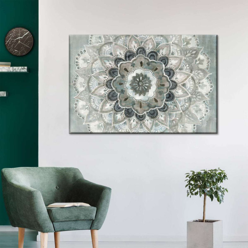 Mandala Sunburst Neutre, reproduction sur toile, H 8 po x l 12 po x P 1 po