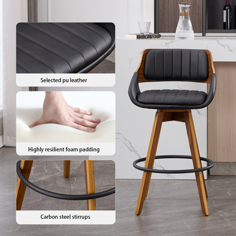 Swivel Counter Bar Stools (Set Of 2), Black