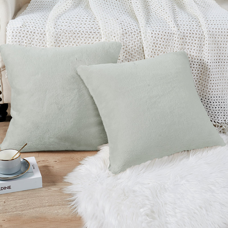 Solid Colour Faux Fur Pillow Cover, Moonstruck