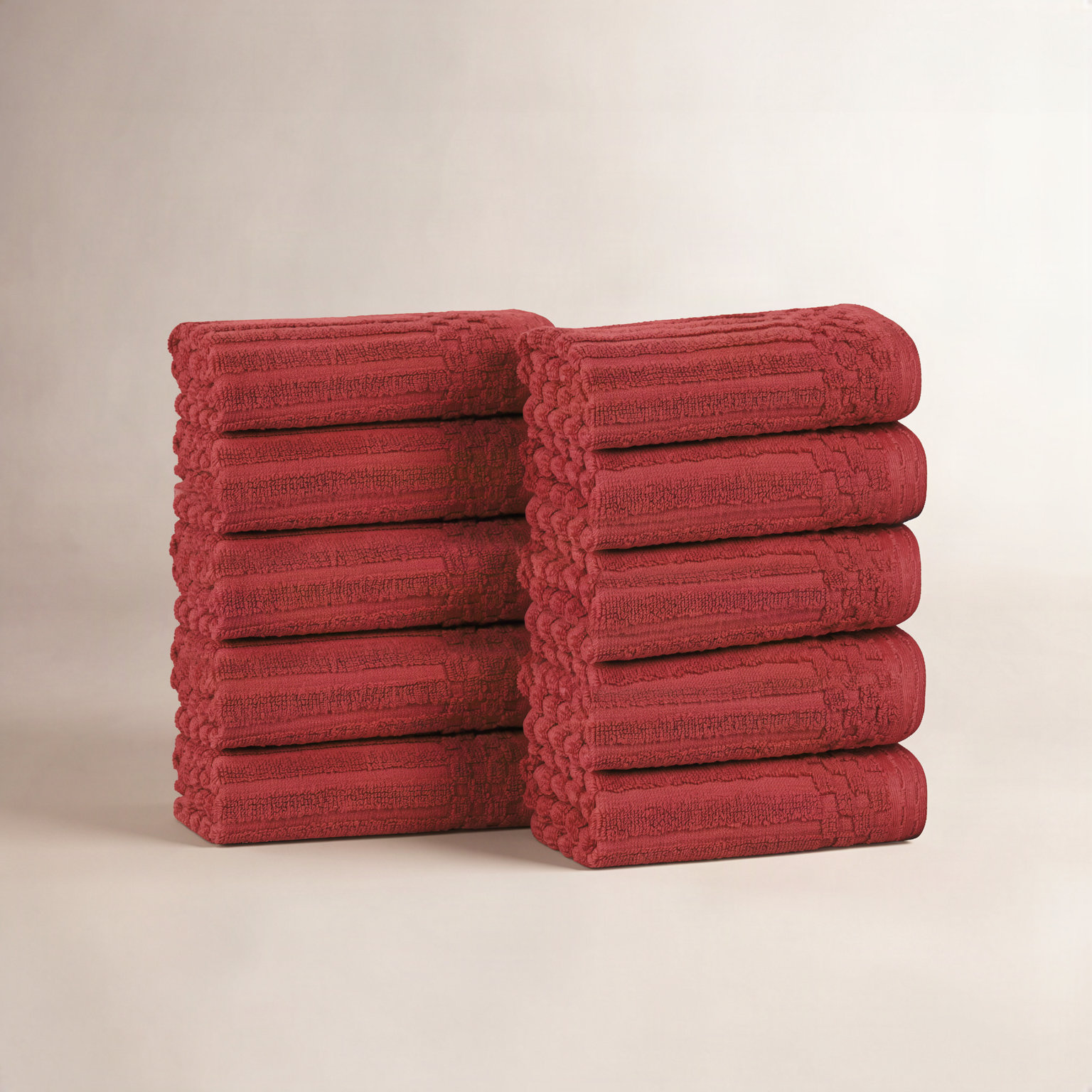 Juras Ribbed Cotton Washcloth Set, Burgundy