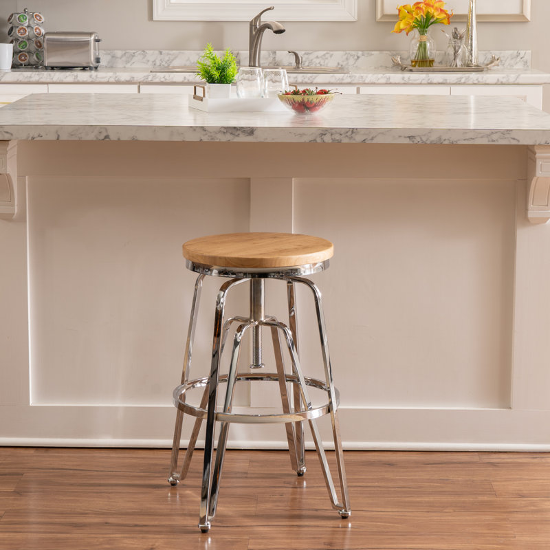 Lyalya Backless Swivel Stool With Adjustable Height, Doré