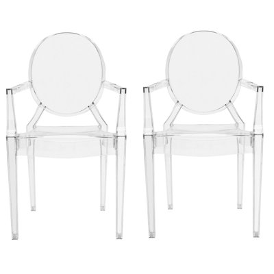 Fauteuil empilable en acrylique de 18,5 po Bryer de Bryer (ensemble de 2) - Disponible en taille adulte et petite taille