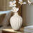 6" White Ceramic Reactive Glaze Ribbed Gourd Vase-1036069596-1036069597