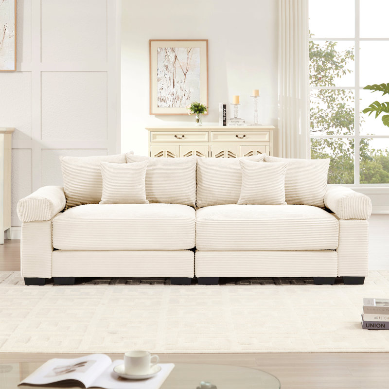 Coussin modulaire surdimensionné de 92 po avec accoudoirs extra larges en velours côtelé modulaire Cloud