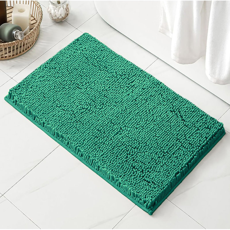 Tapis pour salle de bain en chenille moelleux et moelleux, Vert, 30" L x 20" W