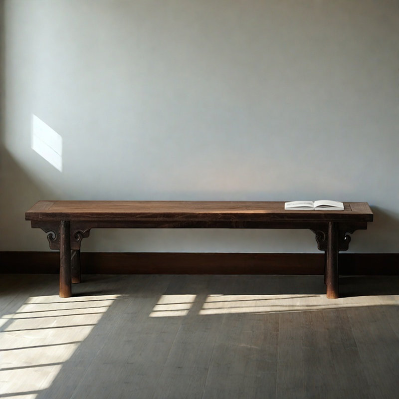 Solid wood bench like ancient stool stable, 19.69" H x 78.74" W x 19.69" D