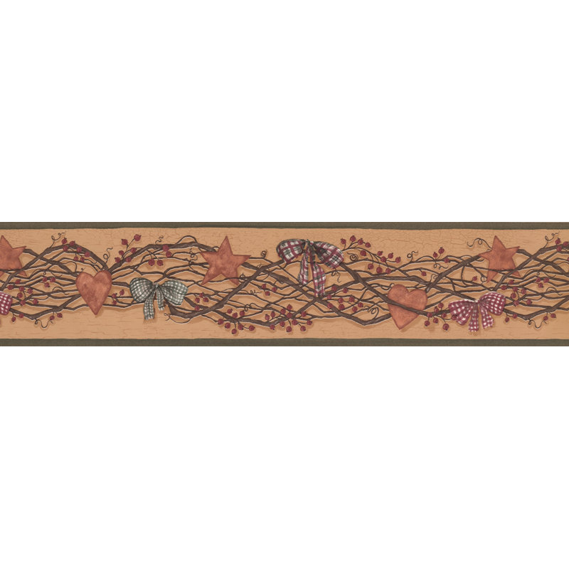 Bordure de papier peint rouge à motif d'étoile sur les baies de L 0,42 pi x l 180 po Rouge