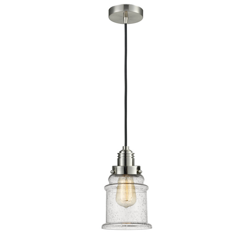 Cecil 1 - Light Single Pendant, Satin Nickel/Black