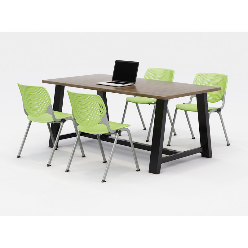 Ensemble de table de réunion et de chaises Midtown, H 30 po x L 72 po x P 36 po, Vert lime, Teck studio