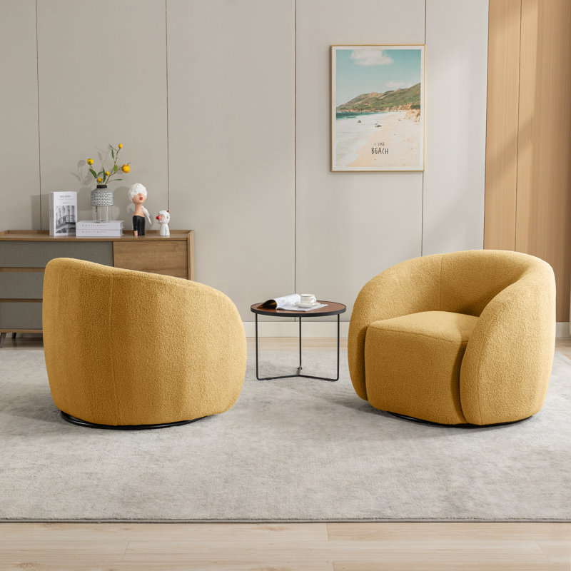 Fauteuil pivotant rembourré Katherline, Jaune 