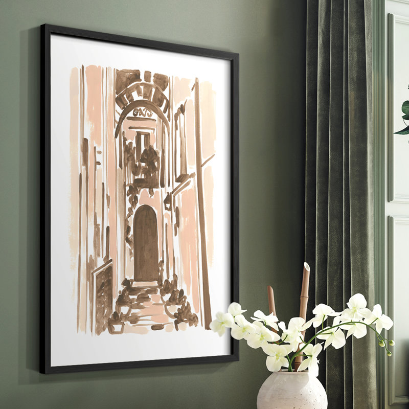 Blush Architecture Study IV, reproduction encadrée - bois massif, Noir, H 28 po x l 22 po