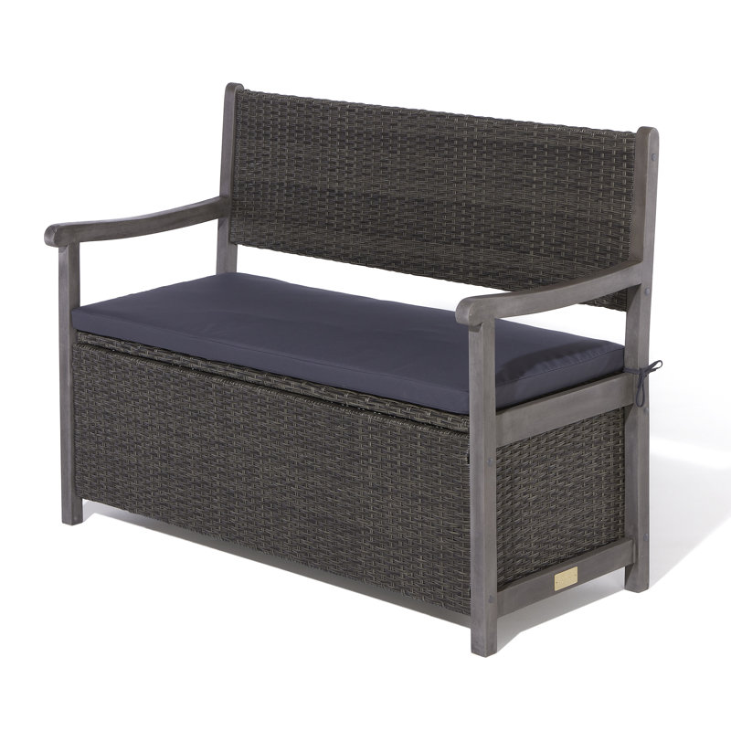 Rowlinson Alderley Rattan Storage Bench - Grey