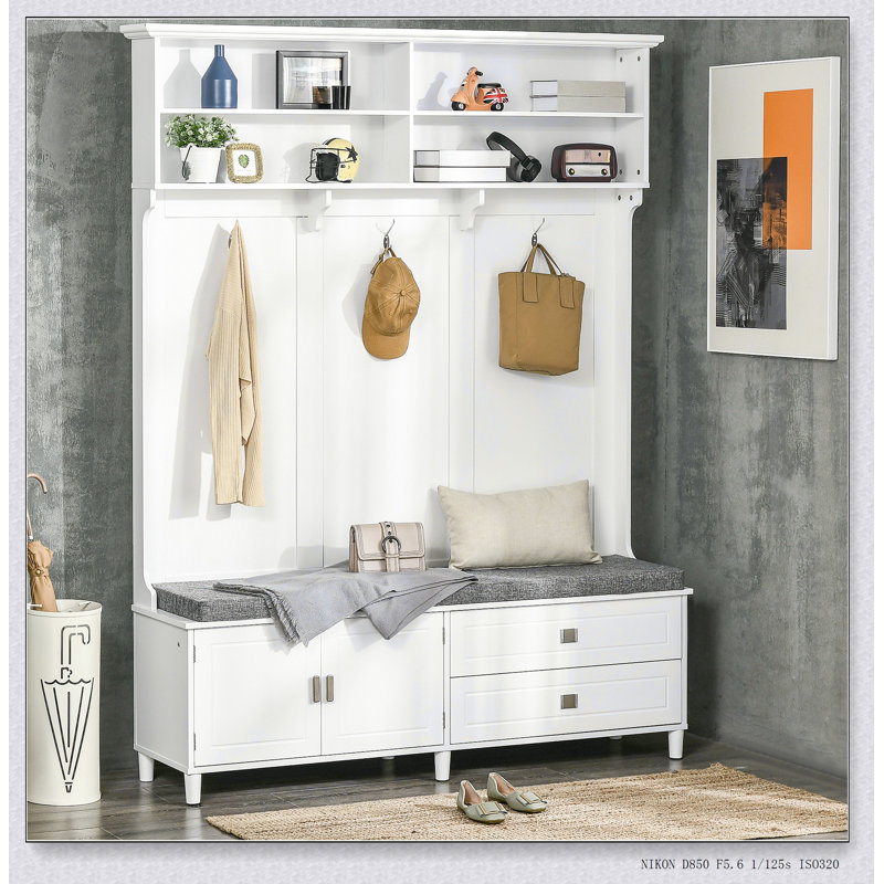 Hall Tree with Storage Bench and Coat Rack, Perfect for Entryway Organization and Accent Decor
